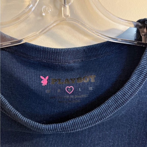 PLAYBOY Navy Ribbed Tank with Rhinestone Logo - Picture 3 of 5